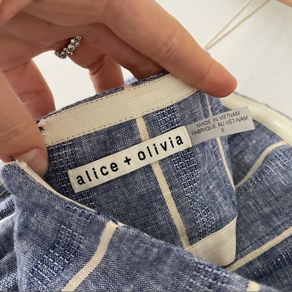 Alice + Olivia Lucie Strapless Striped Chambray Jumpsuit - Picture 7 of 8